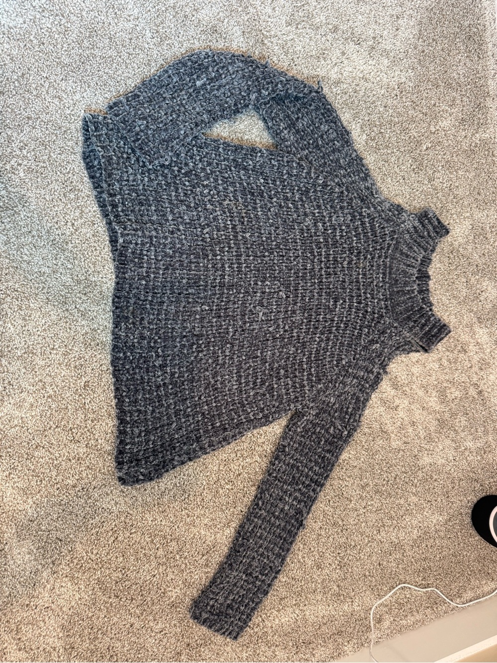 Woven Heart Charcoal Ribbed Turtleneck Sweater